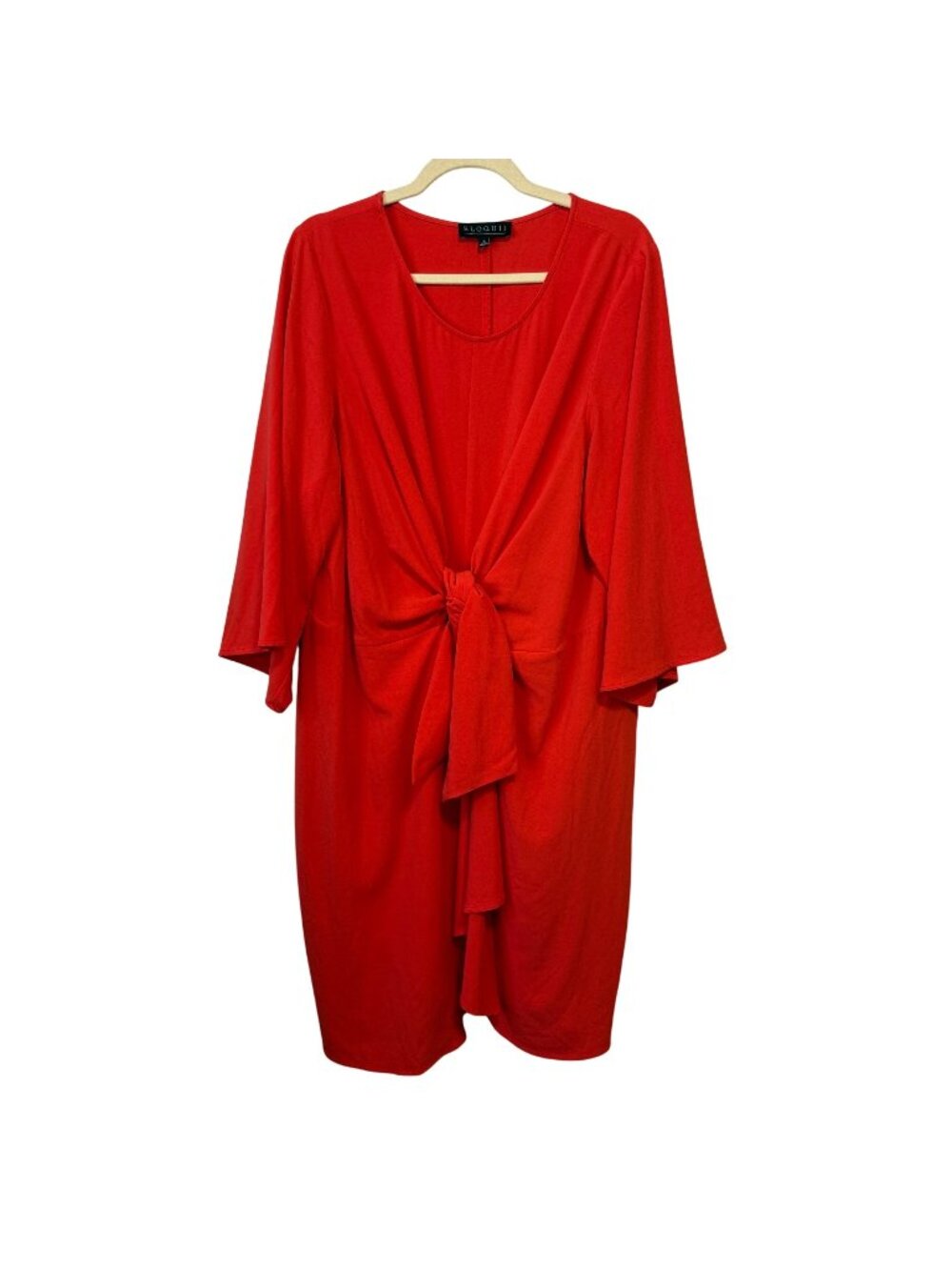 Eloquii Red Deep Coral Tie-Front Dress With Sleeves Size 18